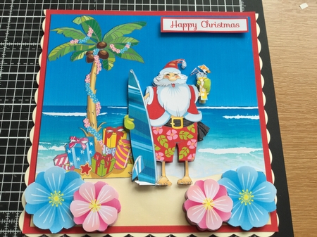 SURFING SANTA  7X7 by Jennie Settle