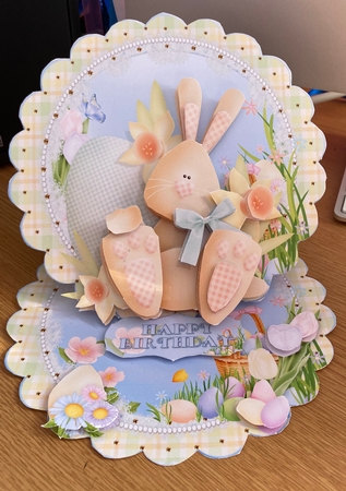 Easter Egg Bunny Scalloped Round Easel Card Mini Kit  by Jennie Settle