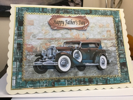 Vintage car decoupage Fathers Day or Birthday by Jennie Settle