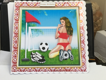 Sexy Football Decoupage Topper 2 by Jennie Settle