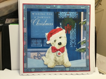 Westie Christmas 1 - Red Bow by Jennie Settle