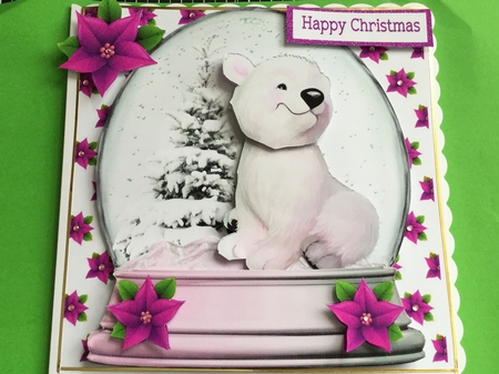 Cute polar bear in snow globe with tree  (purple) 8x8 Mini Kit by Jennie Settle