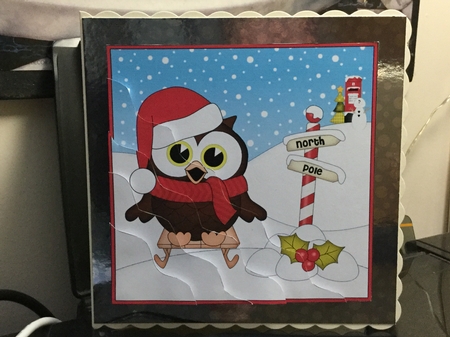 Christmas Little Hoot Owl at the North Pole Wavy Corner side stacker Topper by Jennie Settle