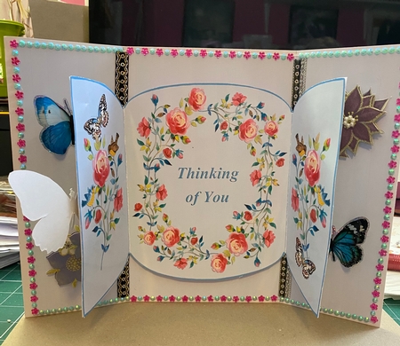 Rambling Roses 3 Panel Gatefold Card Kit - Thinking of You by Jennie Settle