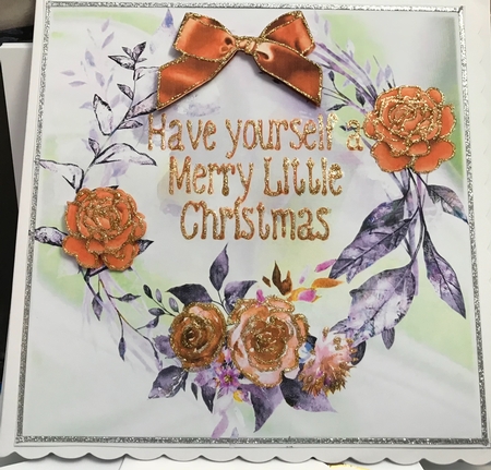 merry peach christmas with roses  8x8 by Jennie Settle