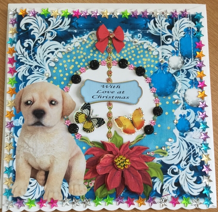 PUPPY CHRISTMAS KISSES LABRADOOR golden by Jennie Settle