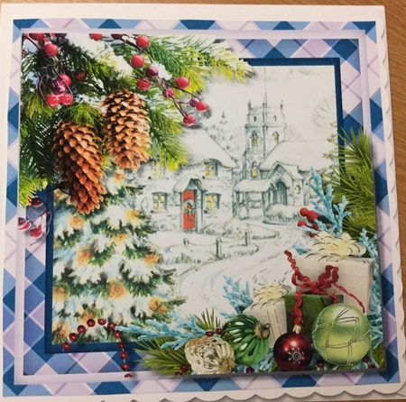 Beautiful Blue Tartan Christmas Scene  by Jennie Settle