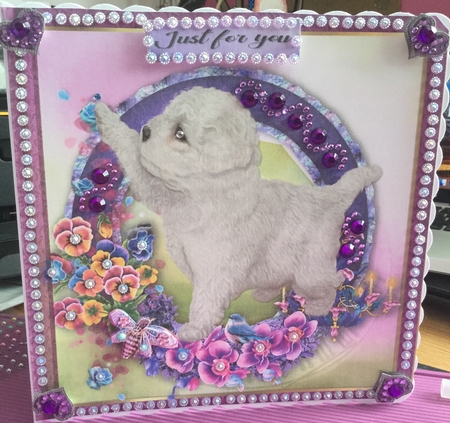 8x8 Pansie Garden Pup Maltese by Jennie Settle