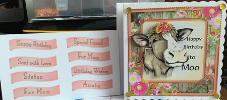 Happy Birthday to Moo Decoupage Card Front by Jennie Settle