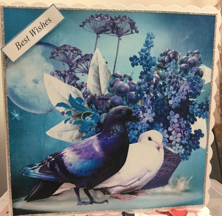 Moon Flower Pidgeons Topper with Decoupage by Jennie Settle
