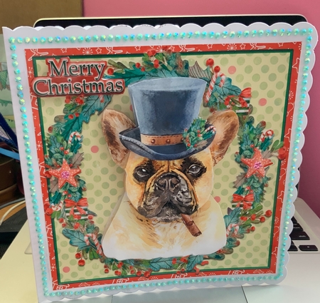 Christmas French Bulldog by Jennie Settle
