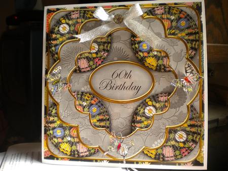 Black Oriental Flower 60th Birthday 3D Rosette 8in Card Kit Featured Gallery Photo
