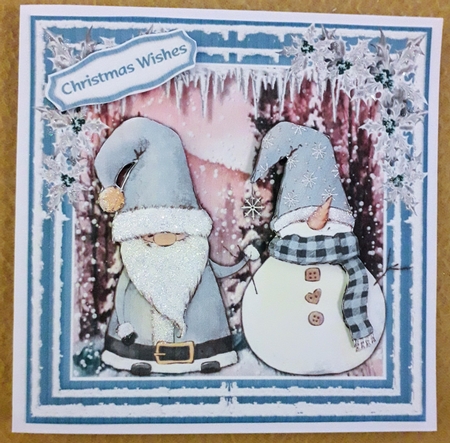Santa and Snowman , Blue by Jennifer Burns