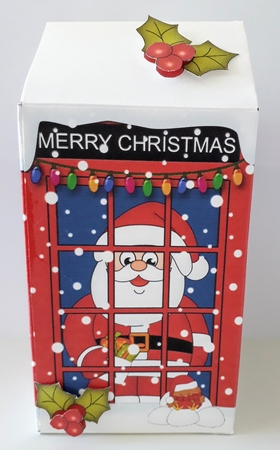 3D Christmas Phone Box Milk Carton Treat Box - Santa by Jennifer Burns