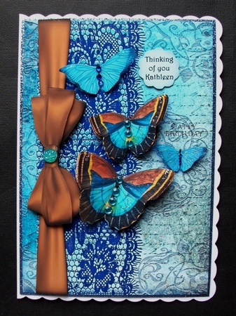 Blue Butterfly Decoupage A5 Card by Jennifer (Jaye) Smith-Kirk