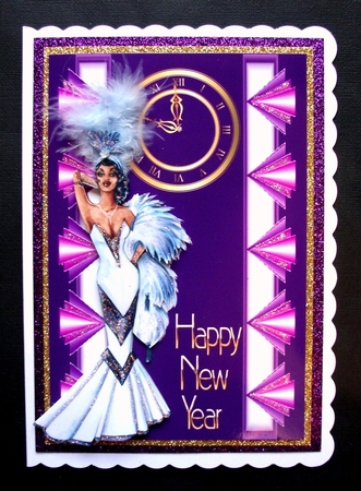 Art Deco New Year 3 - A5 card front with decoupage by Jennifer (Jaye) Smith-Kirk