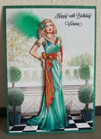 Art Deco Lady Cathy A4 Aqua by Jennifer (Jaye) Smith-Kirk