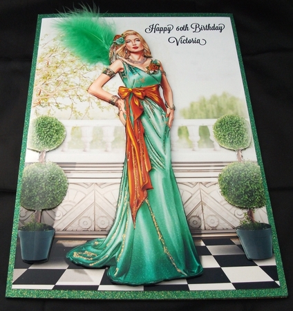 Art Deco Lady Cathy A4 Aqua by Jennifer (Jaye) Smith-Kirk