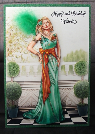Art Deco Lady Cathy A4 Aqua by Jennifer (Jaye) Smith-Kirk