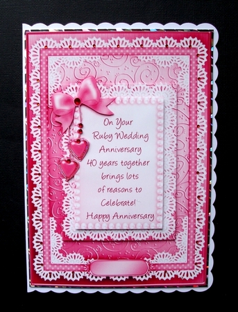 A5 Ruby Wedding Lace and Pearls Quick Card with Pyramage by Jennifer (Jaye) Smith-Kirk