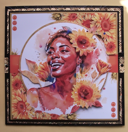 GIRL WITH SUNFLOWERS - ETHNIC by Jennifer (Jaye) Smith-Kirk