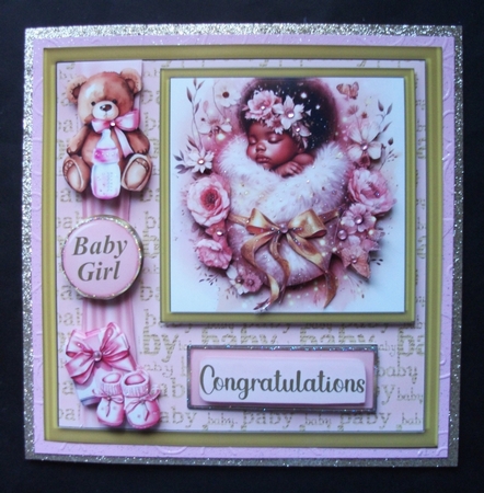 Ethnic new baby girl card front 5 by Jennifer (Jaye) Smith-Kirk
