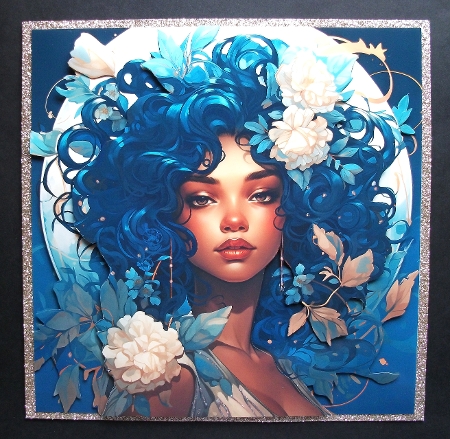 Art Nouveau Melanated Blue Haired Ladies Mix 1 by Jennifer (Jaye) Smith-Kirk