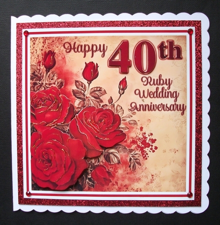 40th Ruby Wedding Anniversary 7 x 7 Card see description by Jennifer (Jaye) Smith-Kirk