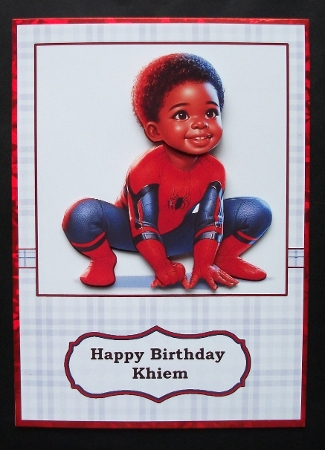 Spider-Man A5 Card Front and Decoupage Ethnic by Jennifer (Jaye) Smith-Kirk
