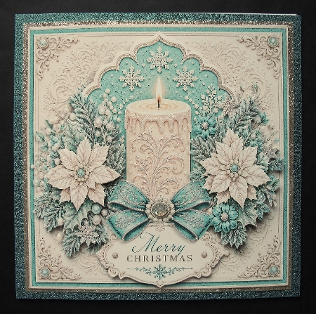 Candle Poinsettia Turquoise by Jennifer (Jaye) Smith-Kirk