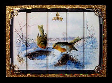 Christmas Robins Card Front and Panels by Jennifer (Jaye) Smith-Kirk