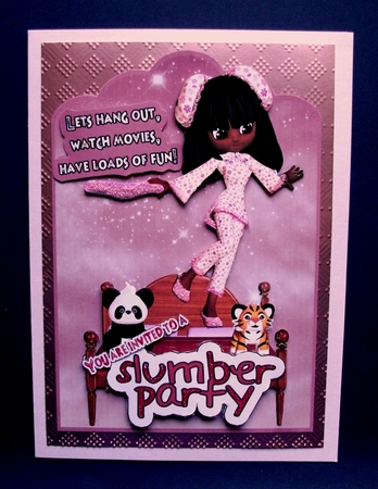 Slumber Party Invitation Card with Cute Little Girl by Jennifer (Jaye) Smith-Kirk