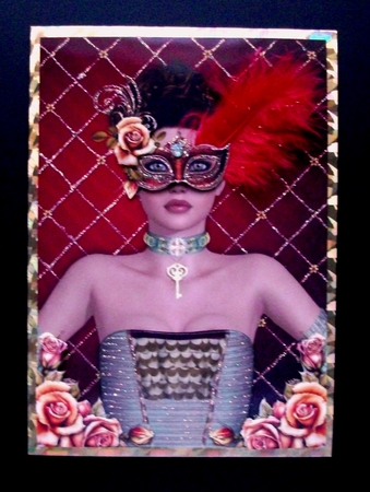Masquerade and Autumn Roses Card Front by Jennifer (Jaye) Smith-Kirk