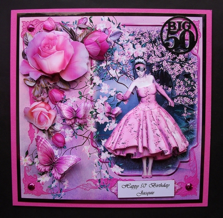 Cherry Blossom 1950's Style Card Front Decoupage Mini Kit by Jennifer (Jaye) Smith-Kirk