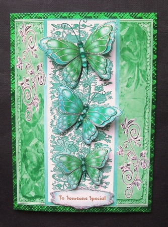 Stunning Green Butterflys on a Lace Plaque by Jennifer (Jaye) Smith-Kirk