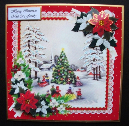 8x8 Traditional Vintage Christmas Scene Red by Jennifer (Jaye) Smith-Kirk