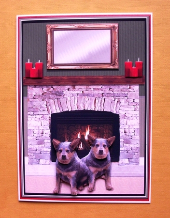 Australian Cattle Dog Fire Place Scene by Jennifer (Jaye) Smith-Kirk