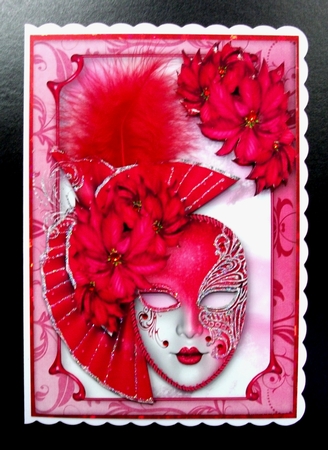 Pink Poinsettia Christmas Masque by Jennifer (Jaye) Smith-Kirk