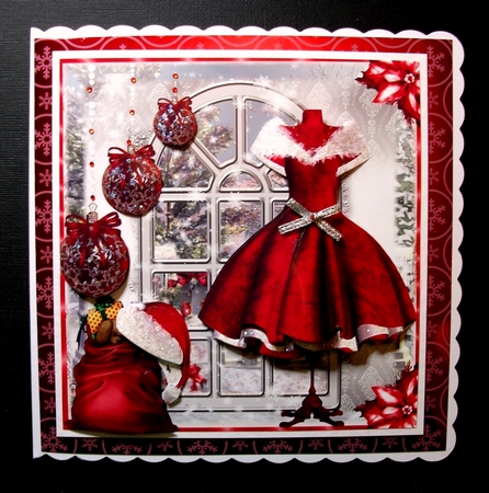 The Christmas Dress Window Card Front Kit by Jennifer (Jaye) Smith-Kirk