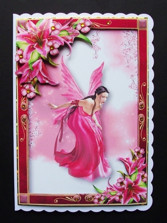 Curious Fairy & Pink Stargazer Lilies by Jennifer (Jaye) Smith-Kirk