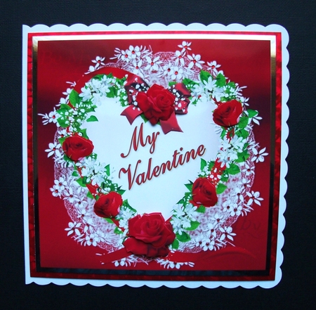 8x8 My Valentine Ribbon Heart and Roses by Jennifer (Jaye) Smith-Kirk