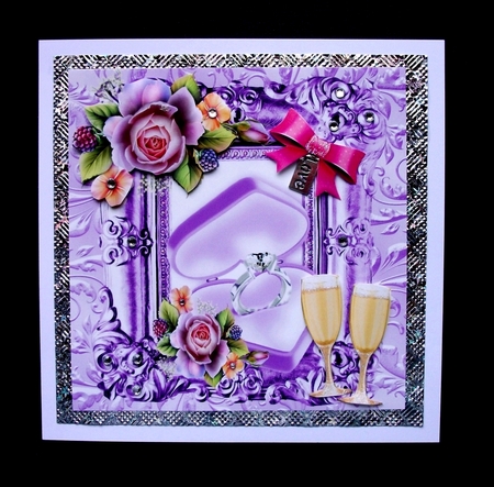 Sparkling Ring with Roses and Glasses of Champers 8x8 by Jennifer (Jaye) Smith-Kirk