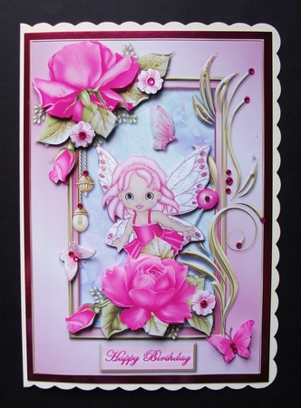 Fairy Roses and Butterflies Card Front by Jennifer (Jaye) Smith-Kirk