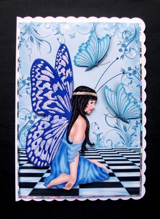 Pretty Blue Faerie with Blue Butterflies by Jennifer (Jaye) Smith-Kirk