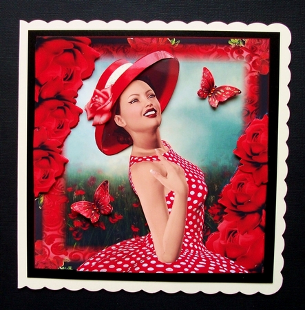 Retro Polka Dot Red Dress Beauty Card Front Kit by Jennifer (Jaye) Smith-Kirk
