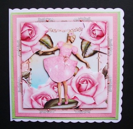 Beautiful Pink Rose Lady Card Front by Jennifer (Jaye) Smith-Kirk