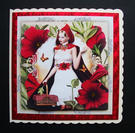 Petunia 'lady Red' Card Front by Jennifer (Jaye) Smith-Kirk