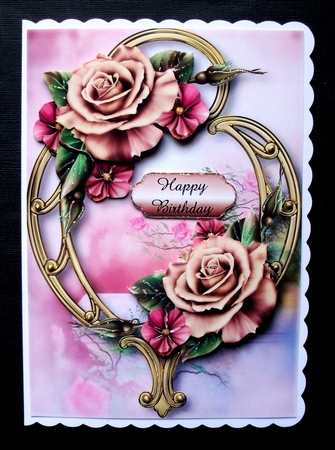 Champagne and Pink Roses & Golden Frame by Jennifer (Jaye) Smith-Kirk