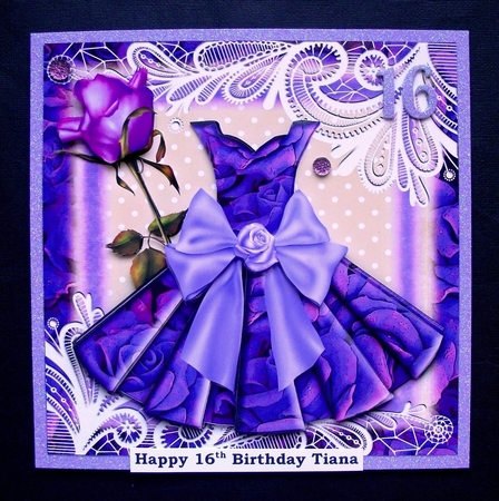 Gorgeous Purple Roses Paper Dress Card Kit by Jennifer (Jaye) Smith-Kirk
