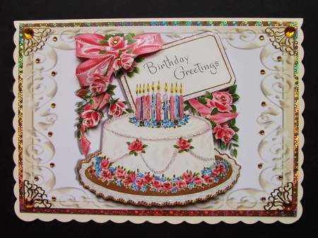 Lovely Birthday Cake with Roses in Ornate Frame by Jennifer (Jaye) Smith-Kirk